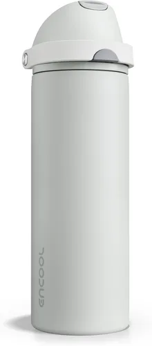 Miniatura 84 de ENCOOL Botella de agua aislada con popote, botella de agua de acero inoxidable con tapa de botón, a prueba de fugas y sin BPA, mantiene el frío Atún