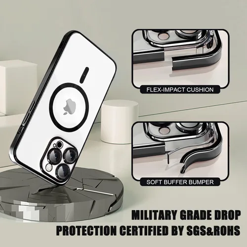 Miniatura 5 de Misscase Funda MagSafe compatible con iPhone 12 Pro Max con protector de lente de cámara, protección completa, funda magnética transparente