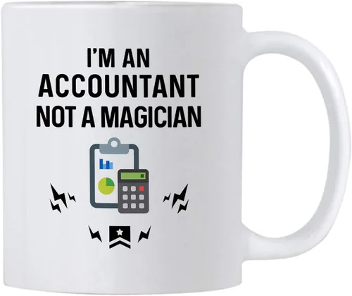 Casitika Regalos de contador. Soy un contador, no un mago. Divertida taza de café contable de 11 onzas. Idea de regalo para asesor financiero,