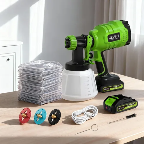 Miniatura 8 de Pulverizador de pintura inalámbrico para muebles y pequeños proyectos de bricolaje, pistola rociadora de batería de 21 V con 50 revestimientos