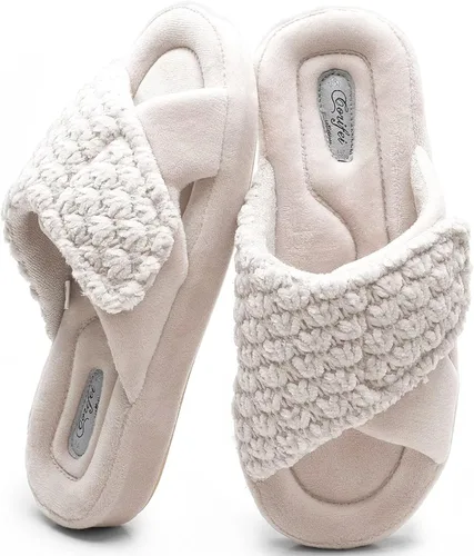 Miniatura 9 de Zapatillas ortopédicas ajustables con soporte de arco para mujer con espuma viscoelástica para fascitis plantar, zapatillas de casa para mujer