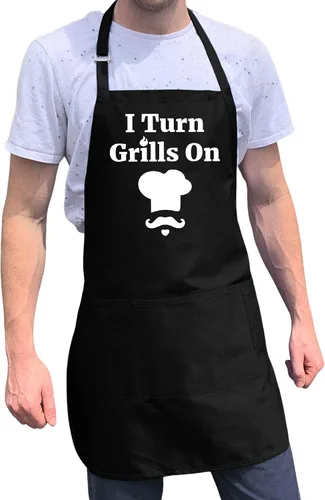 Miniatura 10 de ApronMen - Funny Apron For Men - BBQ Gifts for Men & Unique Gifts for Fathers - Mens Black Aprons for Grilling Amigo con la comida