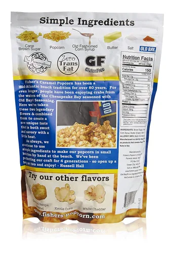 Miniatura 2 de Fisher's Popcorn Sabor a caramelo sazonado Old Bay Bolsa de 10 onzas