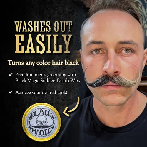 Miniatura 2 de THE VINTAGE GROOMING CO. Black Magic - Cera para bigote Muerte súbita Oculta el cabello gris en la barba o el bigote Lata fuerte de 1 onza