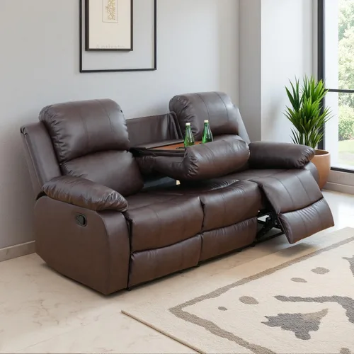 Miniatura 42 de Juego de sala de Estar reclinable de 3 piezas, juego de sofá reclinable Manual para conjunto de muebles de sala de Estar, con consola de Gris oscuro