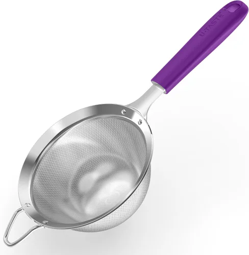 Miniatura 10 de U-Taste Colador pequeño de malla fina: 18/8 de acero inoxidable, 8,5 cm, 30 malla, colador de cocina de malla fina con asa de silicona remachada (4)