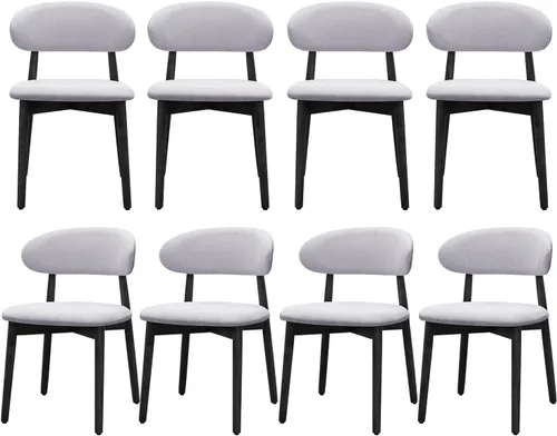Miniatura 12 de Juego de 2 sillas de comedor de granja, modernas sillas de comedor de madera de mediados de siglo, sillas de comedor tapizadas de tela de granja
