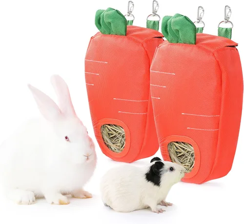 JanYoo Dispensadores de comida para conejos, bolsa de alimentador de heno para conejillos de indias, accesorios de almacenamiento, capacidad para