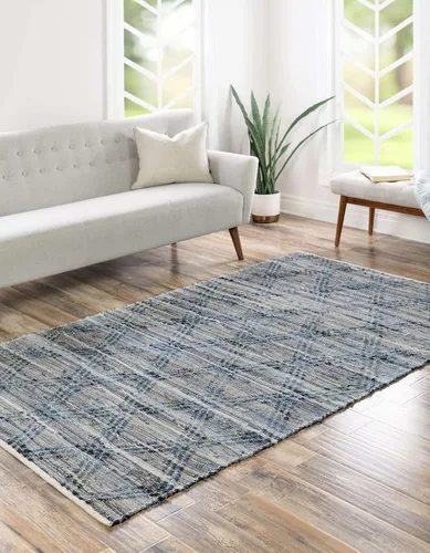 Miniatura 4 de Unique Loom Chindi Cotton Collection - Alfombra de área - Sally (2 pies 2 pulgadas x 3 pies 1 pulgada, rectangular, azul mezclilla)