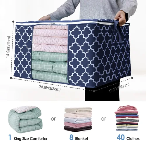 Miniatura 2 de WISELIFE Bolsas de almacenamiento, organización de mantas y ropa grandes y contenedores de almacenamiento para ropa de cama, edredones, organizador