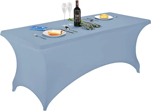 Miniatura 37 de LZY Cubierta de Mesa Elástica Ajustable de Spandex para Mesa Plegable de 6 pies, 4 pies o 8 pies, Mantel de Cóctel Rectangular, Perfecto para Champn