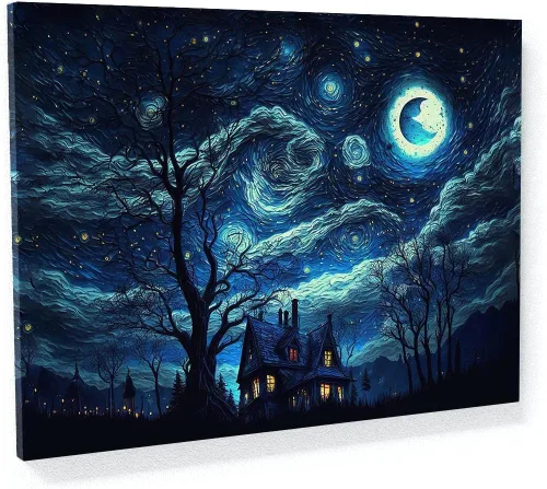 Miniatura 60 de Sense Canvas Pop Art The Starry Night 20 - Lienzo decorativo para decoración del hogar, póster grande de 40 x 30 pulgadas, 0.75 pulgadas