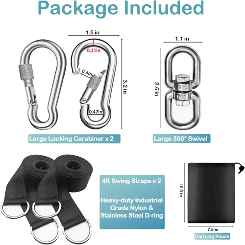 Miniatura 5 de Kit de correas para columpio de árbol de 4 pies/8 pies/15 pies/20 pies/25 pies, correas extralargas para columpio de árbol con capacidad para 5500
