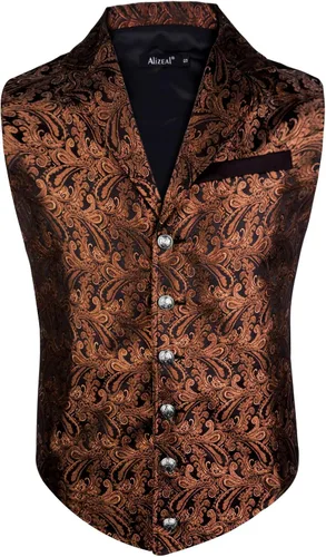 Miniatura 2 de Alizeal Chaleco de traje de cachemira para hombre, chaleco gótico steampunk floral victoriano