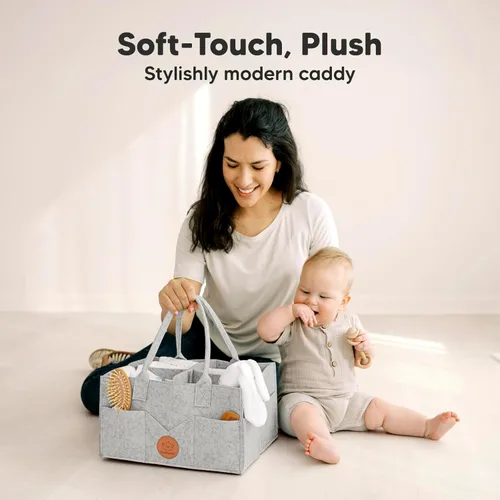 Miniatura 2 de KeaBabies Organizador de pañales para bebé con asa, organizador portátil de auto para bebé y almacenamiento para guardería, cambiador, cesta de Gris