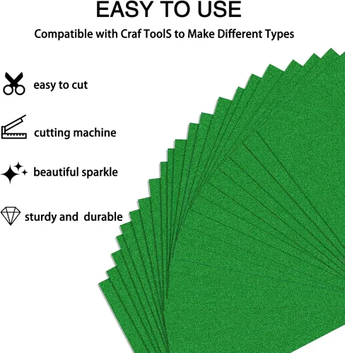 Miniatura 4 de Cartulina verde con purpurina, papel brillante de tamaño A4, papel con purpurina para Cricut, Gradustion, DIF, manualidades, construcción