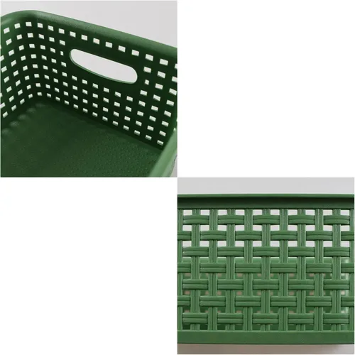 Miniatura 3 de Cesta de almacenamiento de plástico tejido, 10.03 x 7.55 x 4.09 pulgadas, juego de 6, verde