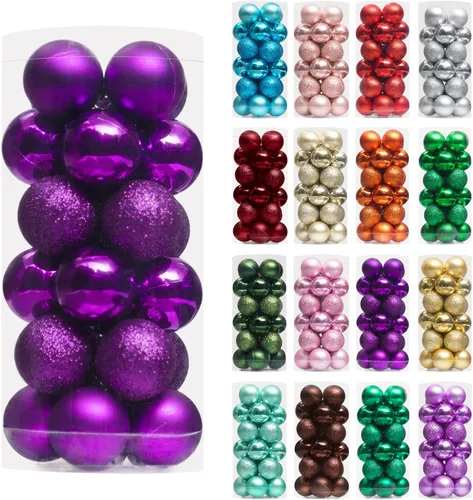 Miniatura 55 de XmasExp - Juego de 24 adornos de bola de Navidad mini irrompibles, adornos para árbol de Navidad, bolas de árbol de Navidad de 30 mm/1.18 pulgadas
