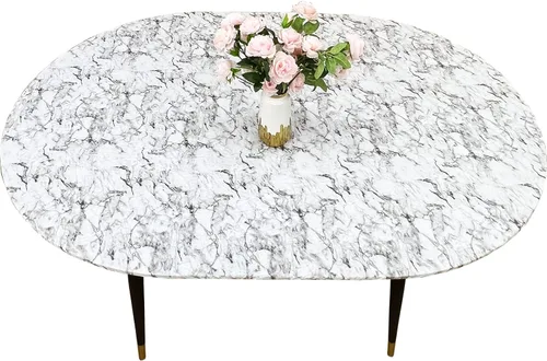 Miniatura 33 de LIBERECOO - Mantel redondo ajustado de vinilo con reverso de franela, borde elástico, impermeable, resistente a las manchas y fácil de limpiar