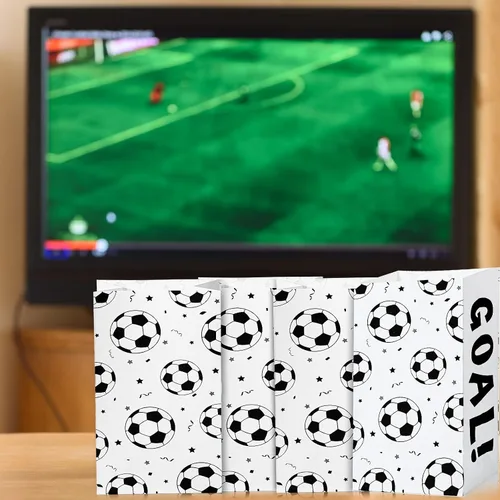 Miniatura 6 de Gersoniel Paquete de 30 bolsas de recuerdos de fiesta de fútbol, color blanco y negro, bolsas para golosinas de equipo, bolsas de golosinas