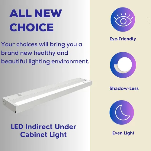 Miniatura 9 de Iluminación para debajo del gabinete de 18 pulgadas, luces LED cableadas para debajo del gabinete, Triac regulable 0-100% con 3 temperaturas