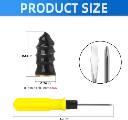 Miniatura 2 de MEANLIN 40 piezas de clavos de goma para reparación de neumáticos, tornillos de goma para reparación de neumáticos al vacío, negro, herramienta
