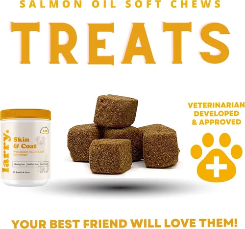 Miniatura 8 de Larry - Aceite de salmón para piel y pelaje de perros, suplementos para perros para picazón en la piel y alivio de alergias, Omega 3, 4, DHA y EPA