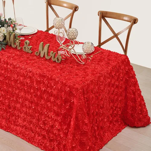 Miniatura 20 de Fanqisi Mantel de rosetón de 50x80 pulgadas, patrón de rosas, color púrpura, mantel de satén con rosetones de lino para decoración de mesa