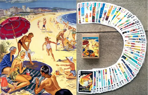 Miniatura 8 de Carteles de aviación vintage para jugar a las cartas (baraja de póquer 54 cartas todas diferentes) Carteles de viaje retro vintage Avia avión azafata