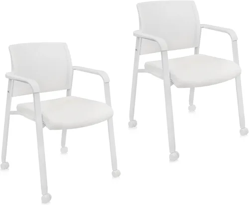 Miniatura 23 de CLATINA Sillas de oficina apilables para recepción de invitados con brazo, silla de sala de espera con respaldo de malla con asiento de tela Negro