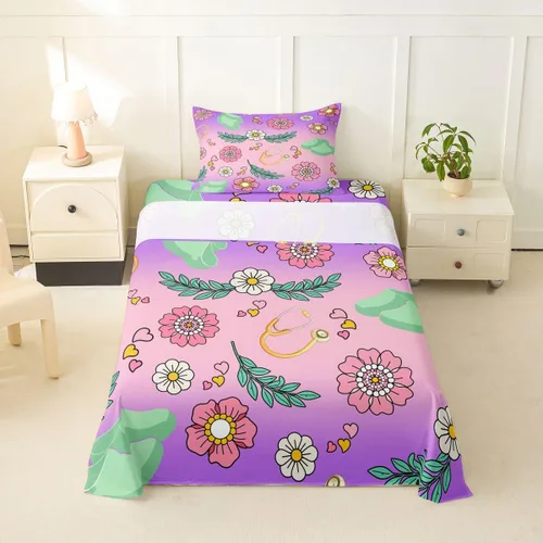 Miniatura 50 de Erosebridal Nurse Sheet Set Stethoscope Twin Sheets Set for Teen Boys,Colorful Medical Healthcare Heartbeat Syringe Fitted Sheet