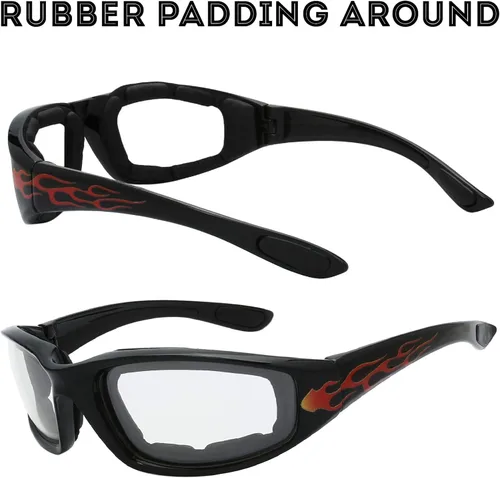 Miniatura 8 de Gafas de Motocicleta con Marco Acolchado y Lentes que Bloquean 100% UVB/UVB para Actividades al Aire Libre y Deportes 1410-negro brillante