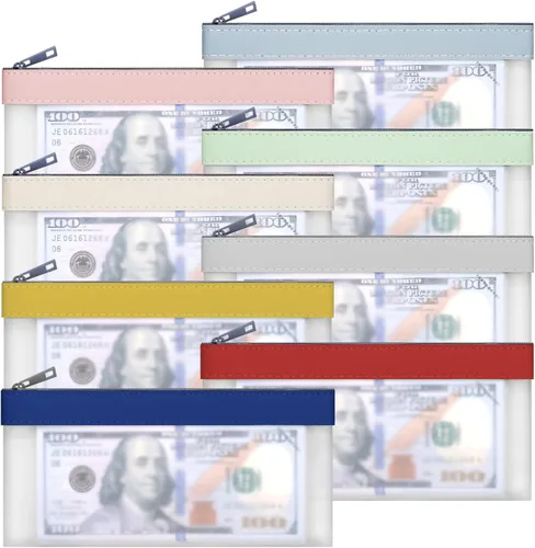 Miniatura 8 de Sobres transparentes para dinero en efectivo de 7.6 x 3.7 pulgadas Money Bags With Zipper Cash Bag Money Pouch Bank Deposit Bags for Coin Invoice