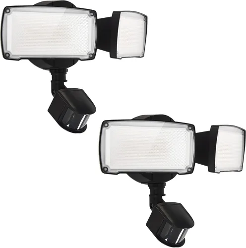 Miniatura 9 de UME - Luz LED de 19 W con sensor de movimiento para inundación al aire libre, 2 cabezales ajustables, 2000 lm, 5000 K, impermeable IP65, luz de Negro
