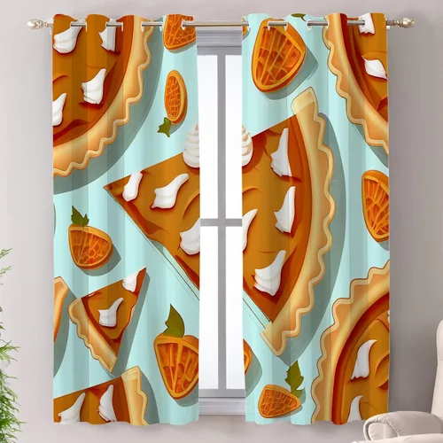 Miniatura 136 de Shrahala Cortinas de hojas de arce otoñales para ventanas de cocina, hojas rojas ardientes, fondo marrón, paneles de cortina de ventana de poliéster