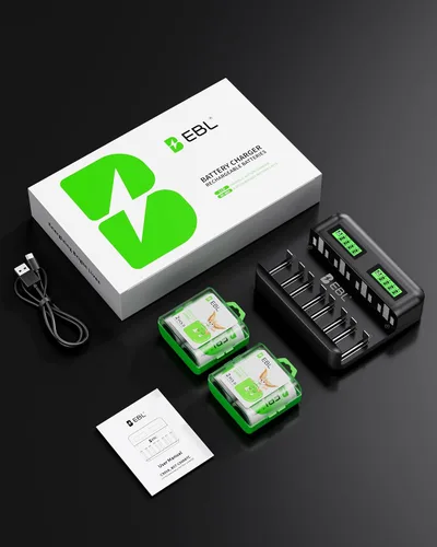 Miniatura 8 de EBL Paquete de 4 baterías recargables D de 1.2 V 10000 mAh de alta capacidad con cargador de batería inteligente LCD para baterías recargables Ni-MH