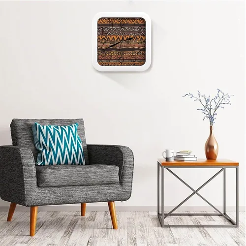 Miniatura 5 de 10" Square Modern Wall Clock,African Mud Cloth Tribal Print Kitchen Clocks Wall Battery Operated,Silent Non Ticking Unique Funny Cute Wall Clock for