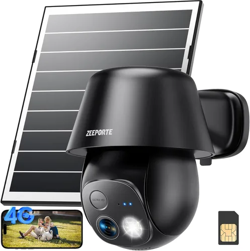 Cámaras de seguridad solar celular 4G LTE inalámbricas para exteriores, sin WiFi Ultra Cámara de panel solar, grabación 24/7, visión nocturna a