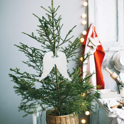 Miniatura 5 de MAGICLULU 3 piezas de adornos de Navidad alas de ángel blancas alas de ángel adorno de fiesta de Navidad plástico para decoración del hogar