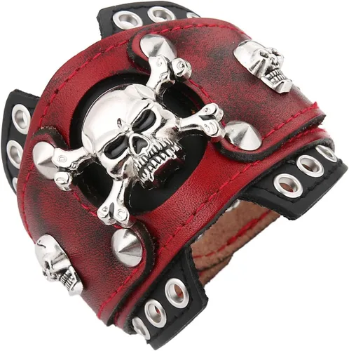 Miniatura 10 de HZMAN Pulseras de Cuero Retro para Hombre Pulsera de Puño de Cuero Ajustable Pulsera Ancha de Muñeca Regalo de Joyería