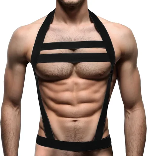 Miniatura 9 de Arnés de nylon fuerte del pecho del cuerpo de los hombres del apoyo elástico del apoyo del club desgaste trajes