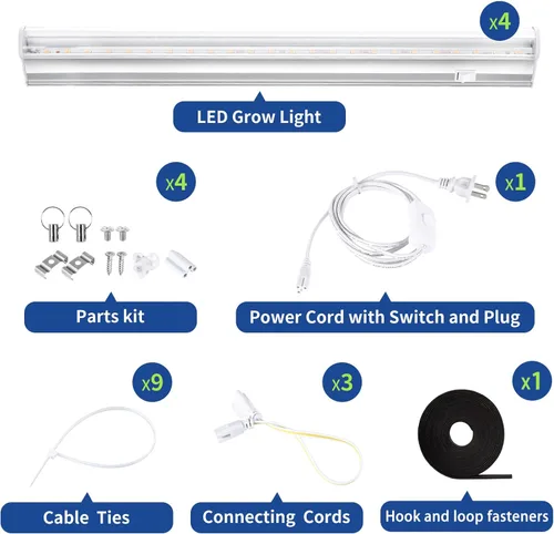 Miniatura 7 de RWNTAO Luces de cultivo para plantas de interior, espectro completo de 3000 K, lámpara de cultivo de plantas de 1 pie con interruptor lateral