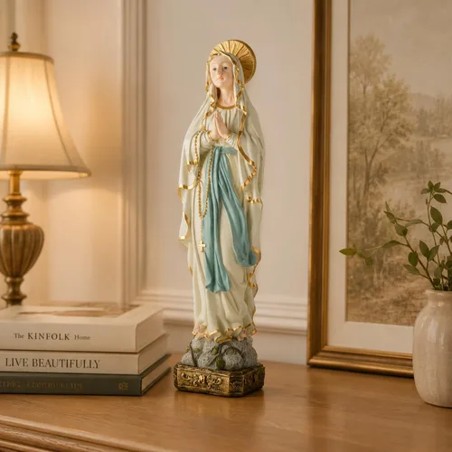 Miniatura 9 de Estatua católica de la Virgen María, estatua de resina de decoración religiosa, colección de Nuestra Señora de Gracia y uso doméstico, 4.72 pulgadas