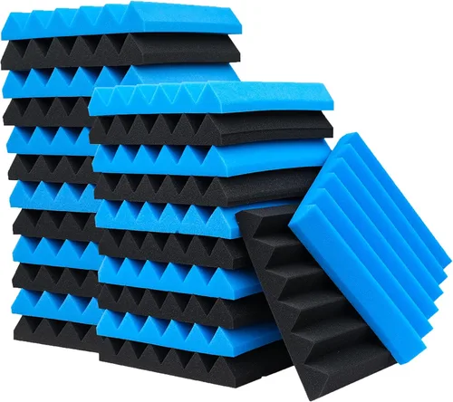 Miniatura 10 de Paquete de 24 paneles acústicos, paneles de espuma a prueba de sonido de 2 x 12 x 12 pulgadas para pared, paneles de cancelación de ruido Púrpura