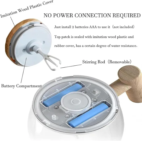 Miniatura 6 de Taza automezclable, taza de café eléctrica de 13.5 onzas con tapa, varilla de agitación desmontable, para oficina, viajes, hogar, café (transparente)