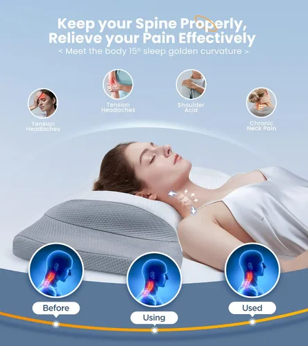 Miniatura 3 de Elevate Sleeping - Almohada cervical cervical para aliviar el dolor, almohada de espuma viscoelástica para restaurar la columna vertebral saludable