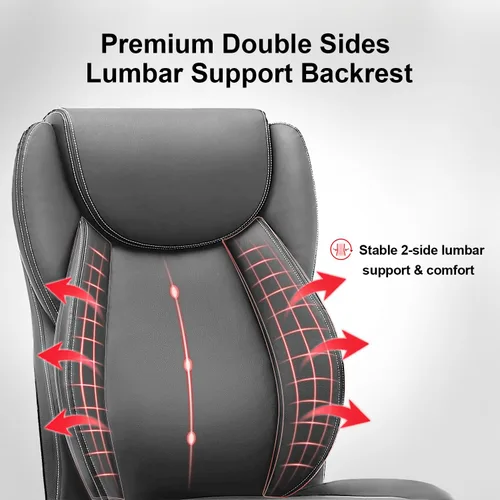 Miniatura 5 de amseatec Silla de oficina, grande y alta, 400 libras con reposapiés, ergonómica con respaldo ajustable, silla de computadora reclinable con doble