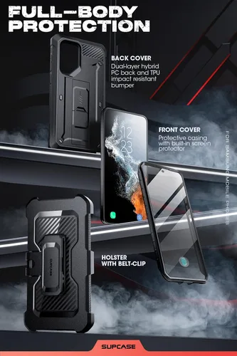 Miniatura 5 de SUPCASE Funda para Samsung Galaxy S23 Ultra con soporte, [Unicorn Beetle Pro] [2 marcos frontales]