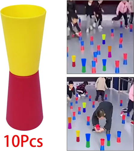 Miniatura 6 de 10 tazas abatibles invertidas para entrenamiento de agilidad de velocidad y coordinación corporal Rojo Amarillo