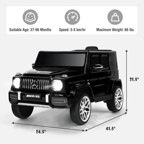 Miniatura 7 de OLAKIDS Auto eléctrico Mercedes Benz G63 de 12 V con licencia y control remoto, puertas dobles abiertas, música, Bluetooth, 2 velocidades